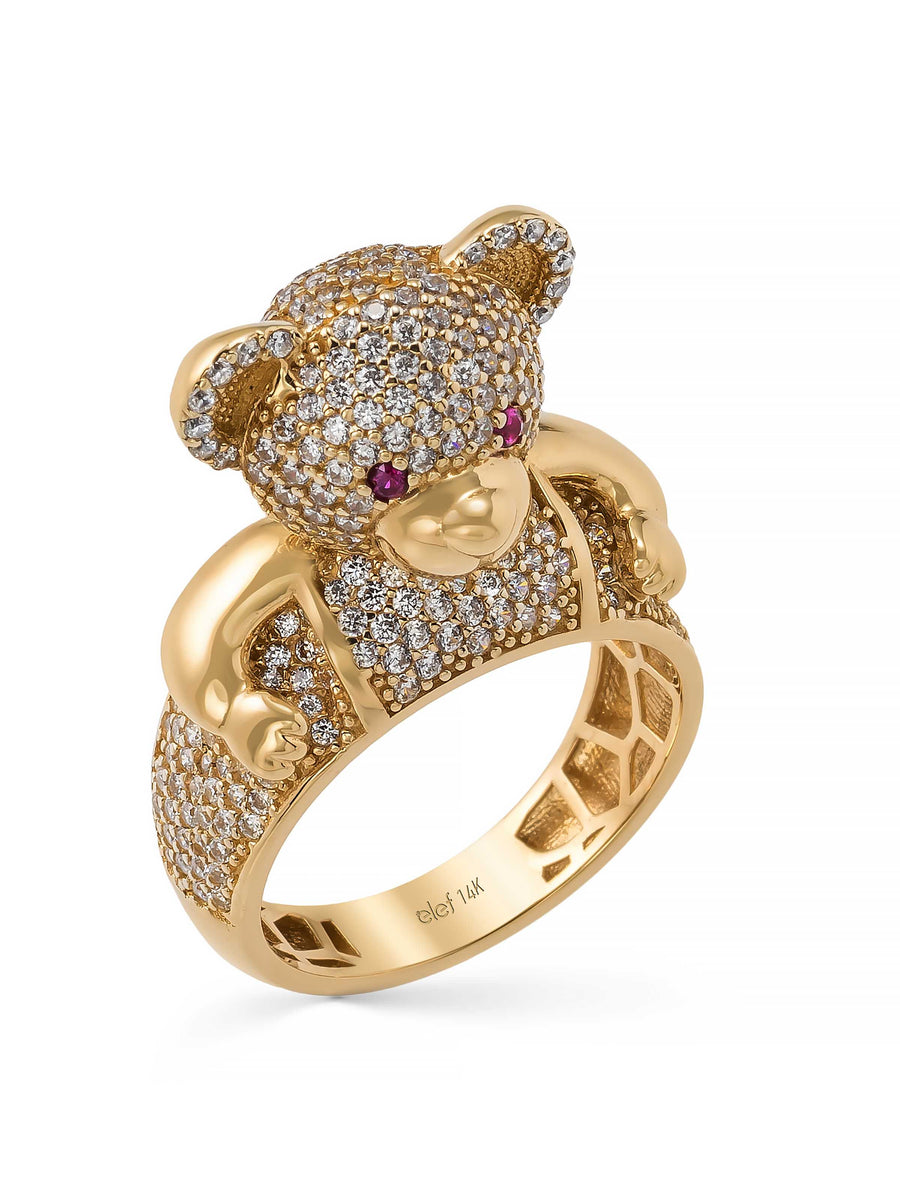 Teddy Bear Stone Ring in 14K Gold