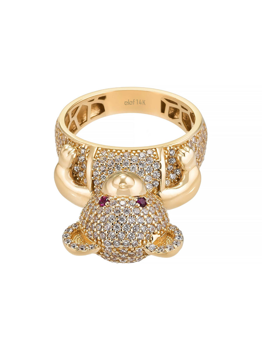 Teddy Bear Stone Ring in 14K Gold