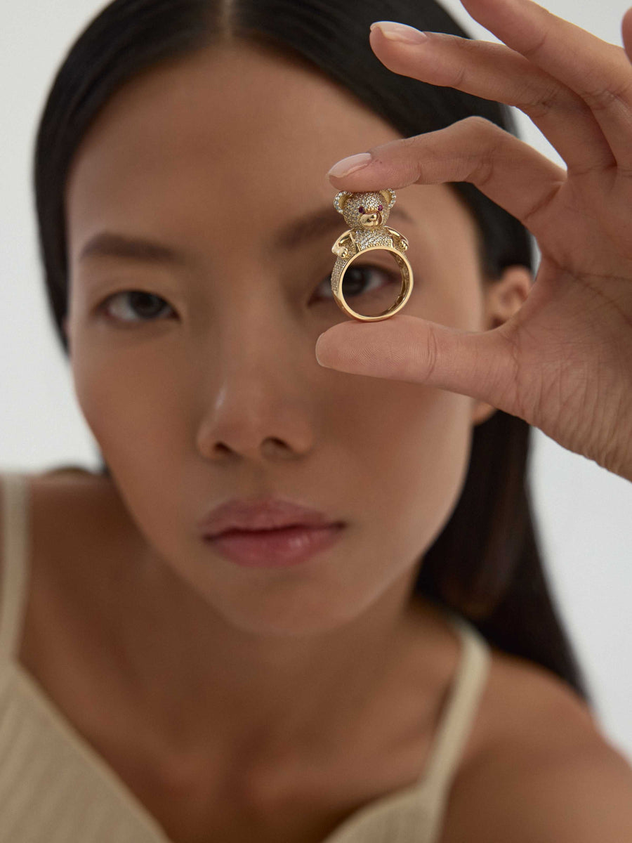 Teddy Bear Stone Ring in 14K Gold