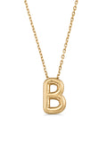 Letter B Classic Initial Necklace in 14K Gold by Elef Jewelry