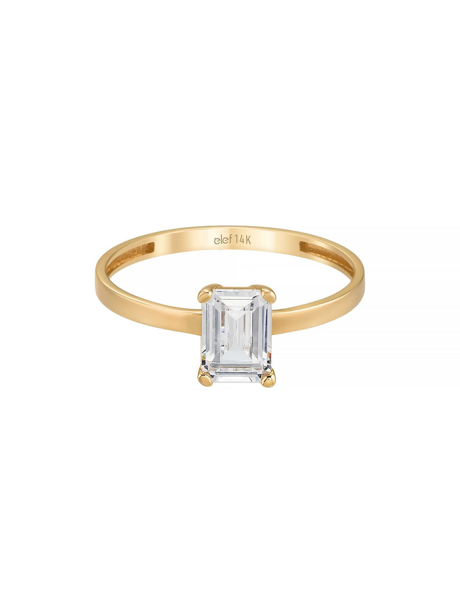 Baguette Cut Stone Ring in 14K Gold