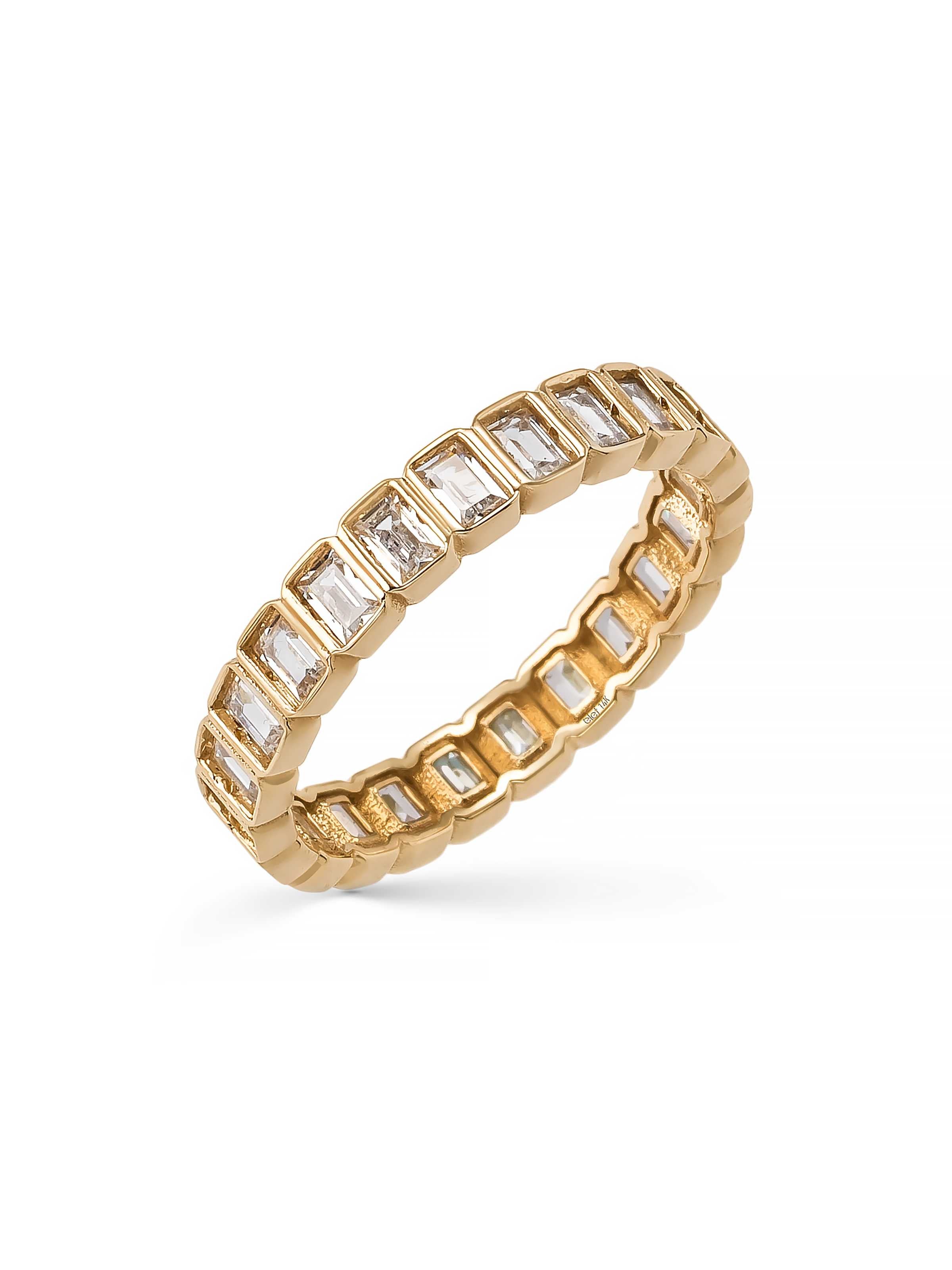 Baguette Stone Modern Eternity Ring in 14K Gold by Elef Jewelry