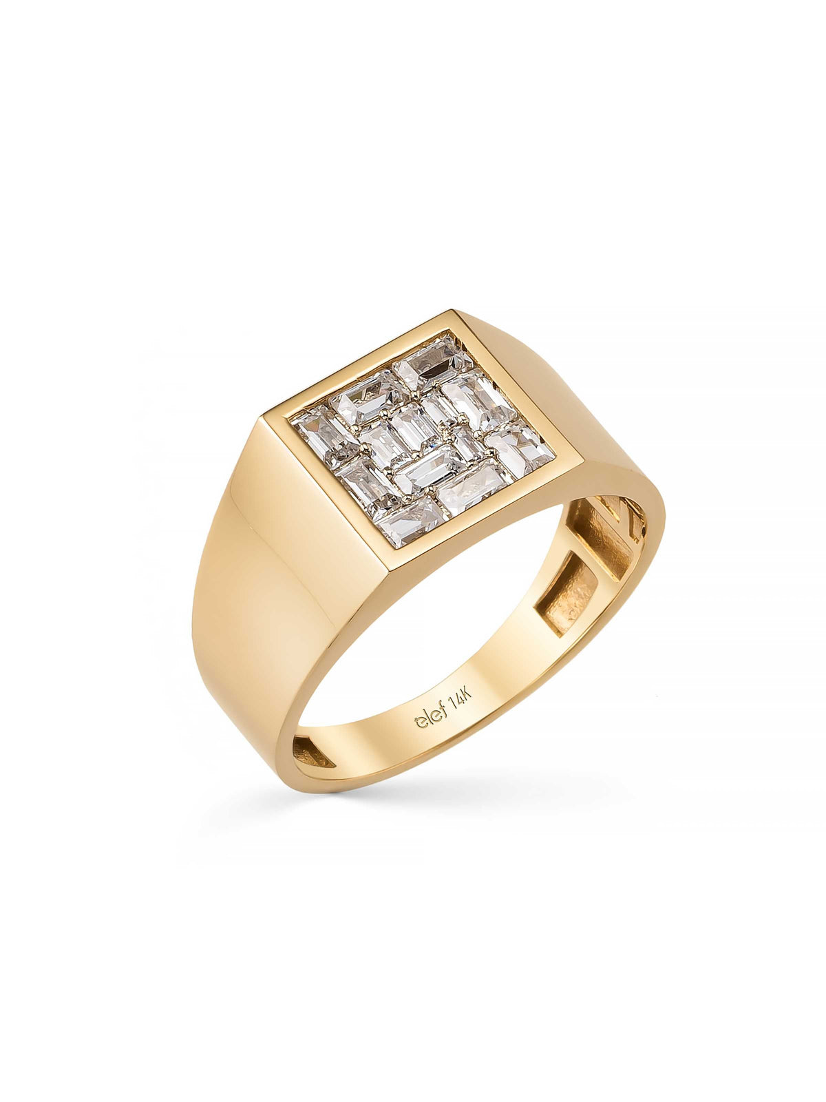 Baguette Mozaik Stone Ring in 14K Gold by Elef Jewelry