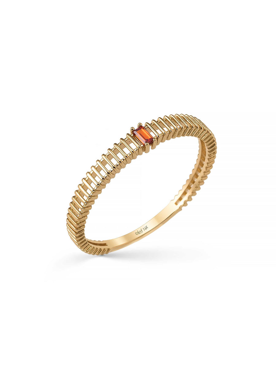 Baguette Multicolor Stone Ring in 14K Gold