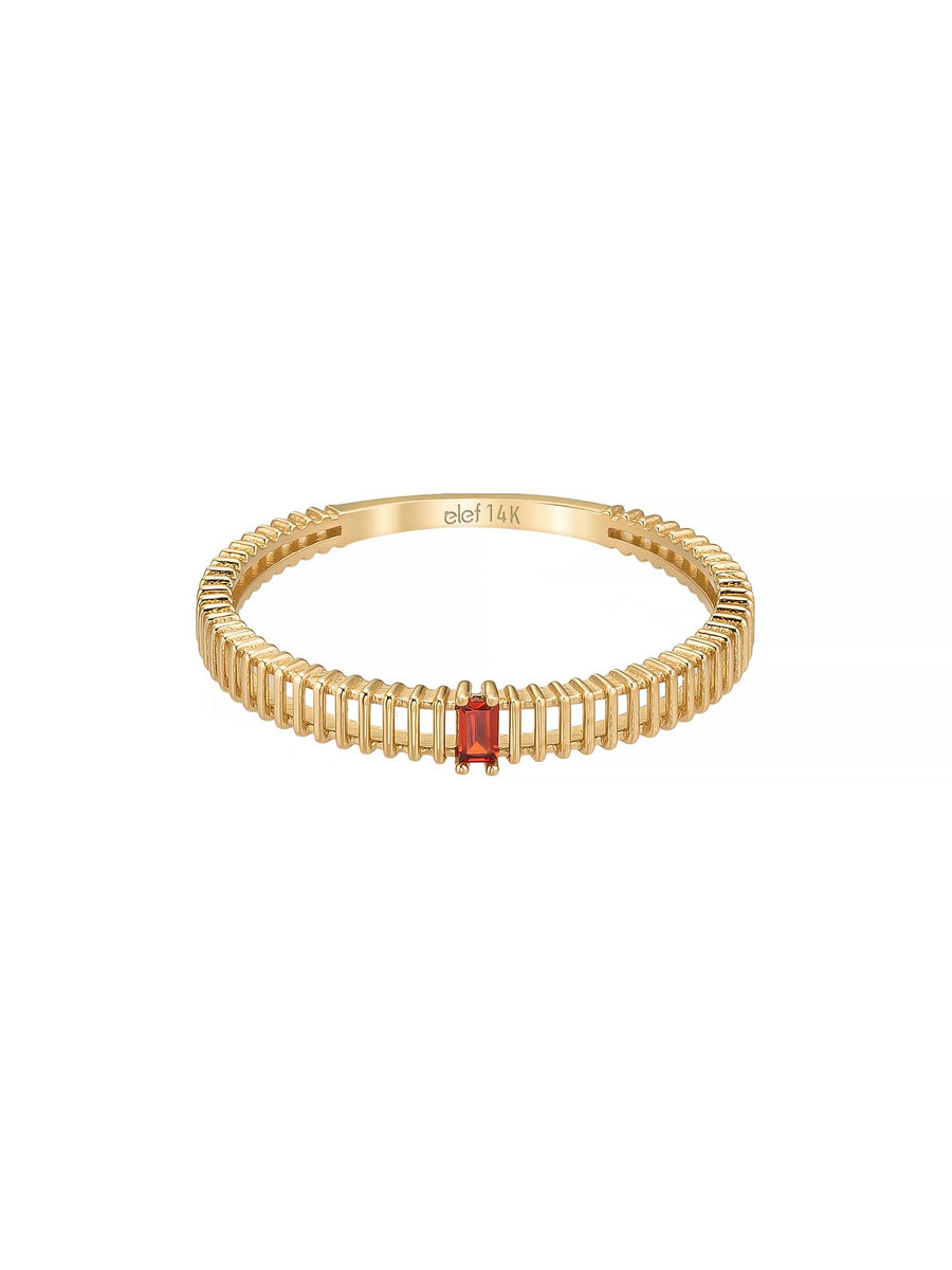 Baguette Multicolor Stone Ring in 14K Gold