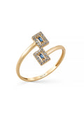 Baguette Sapphire-Inspired & Diamond-Inspired Ring in 14K Gold by Elef Jewelry