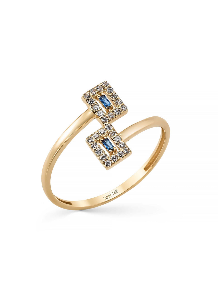 Baguette Sapphire-Inspired & Diamond-Inspired Ring in 14K Gold
