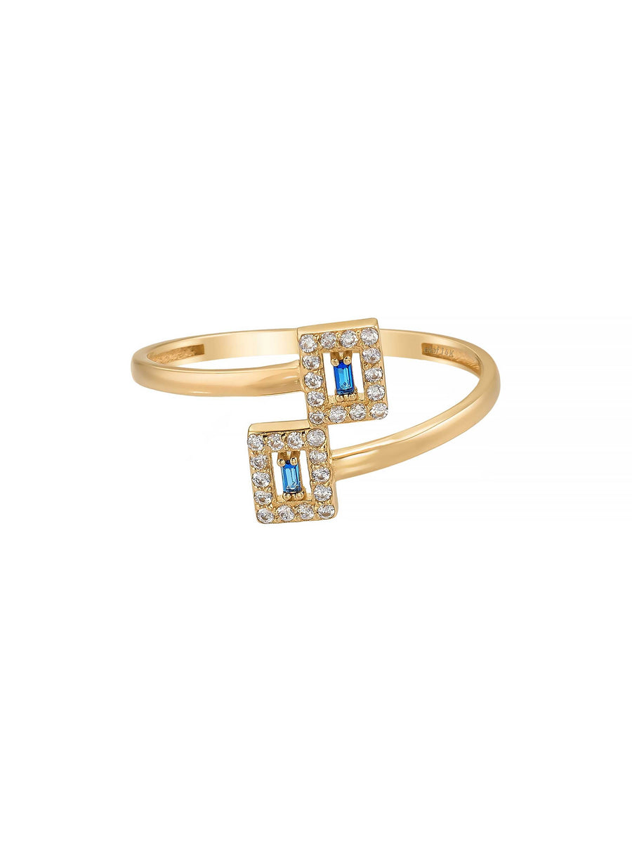 Baguette Sapphire-Inspired & Diamond-Inspired Ring in 14K Gold