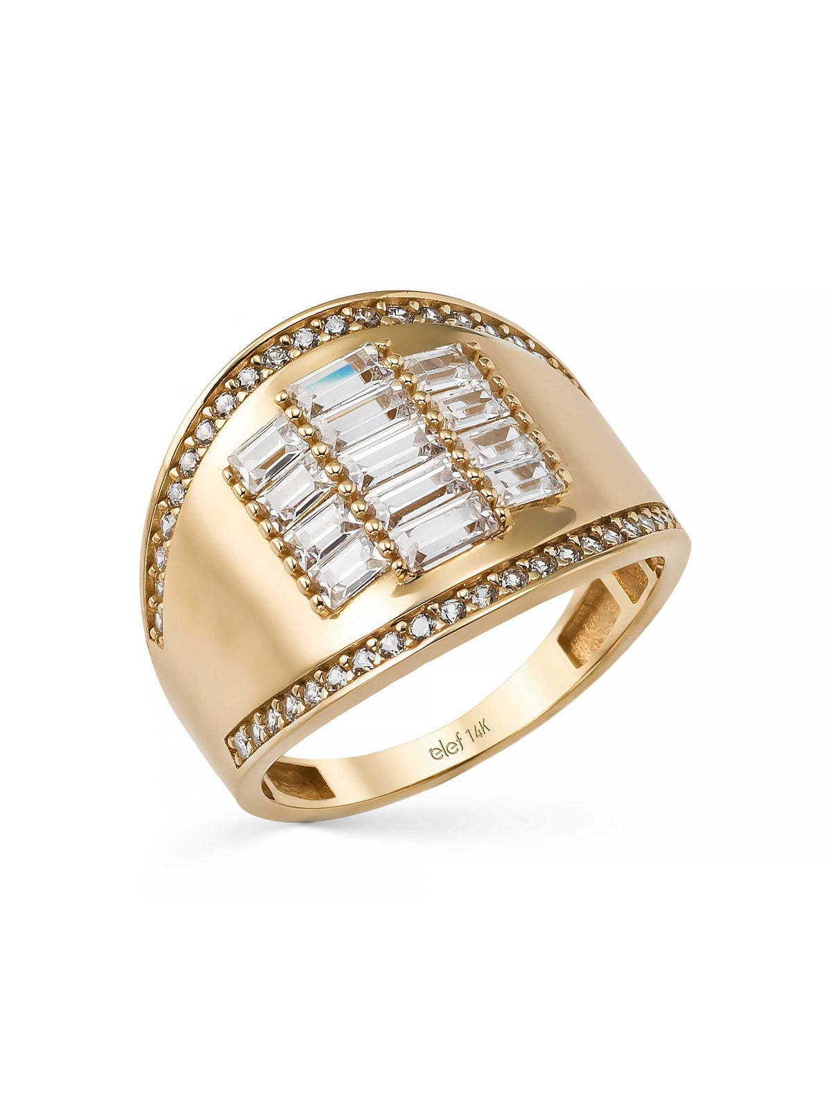 Magnificent Baguette Stone-Set Ring in 14K Gold by Elef Jewelry