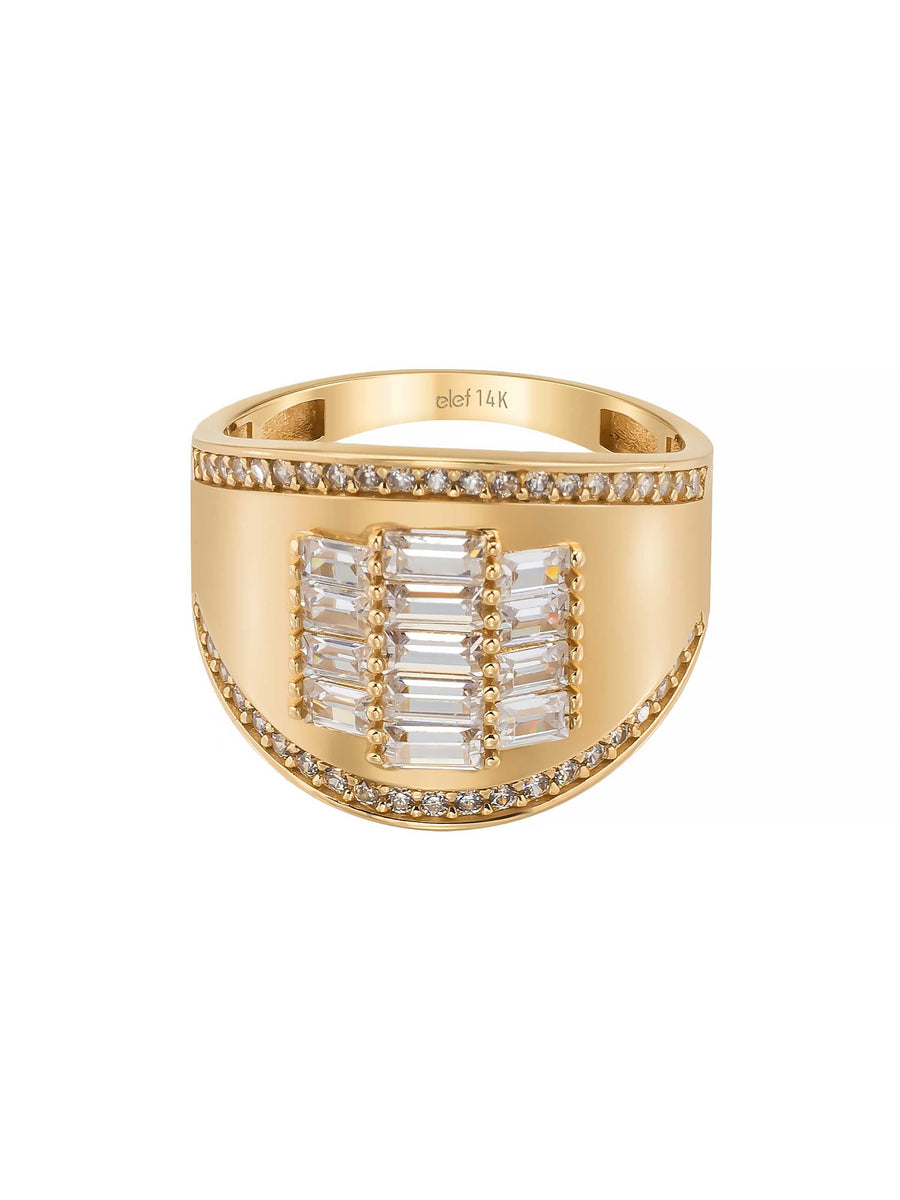 Magnificent Baguette Stone-Set Ring in 14K Gold
