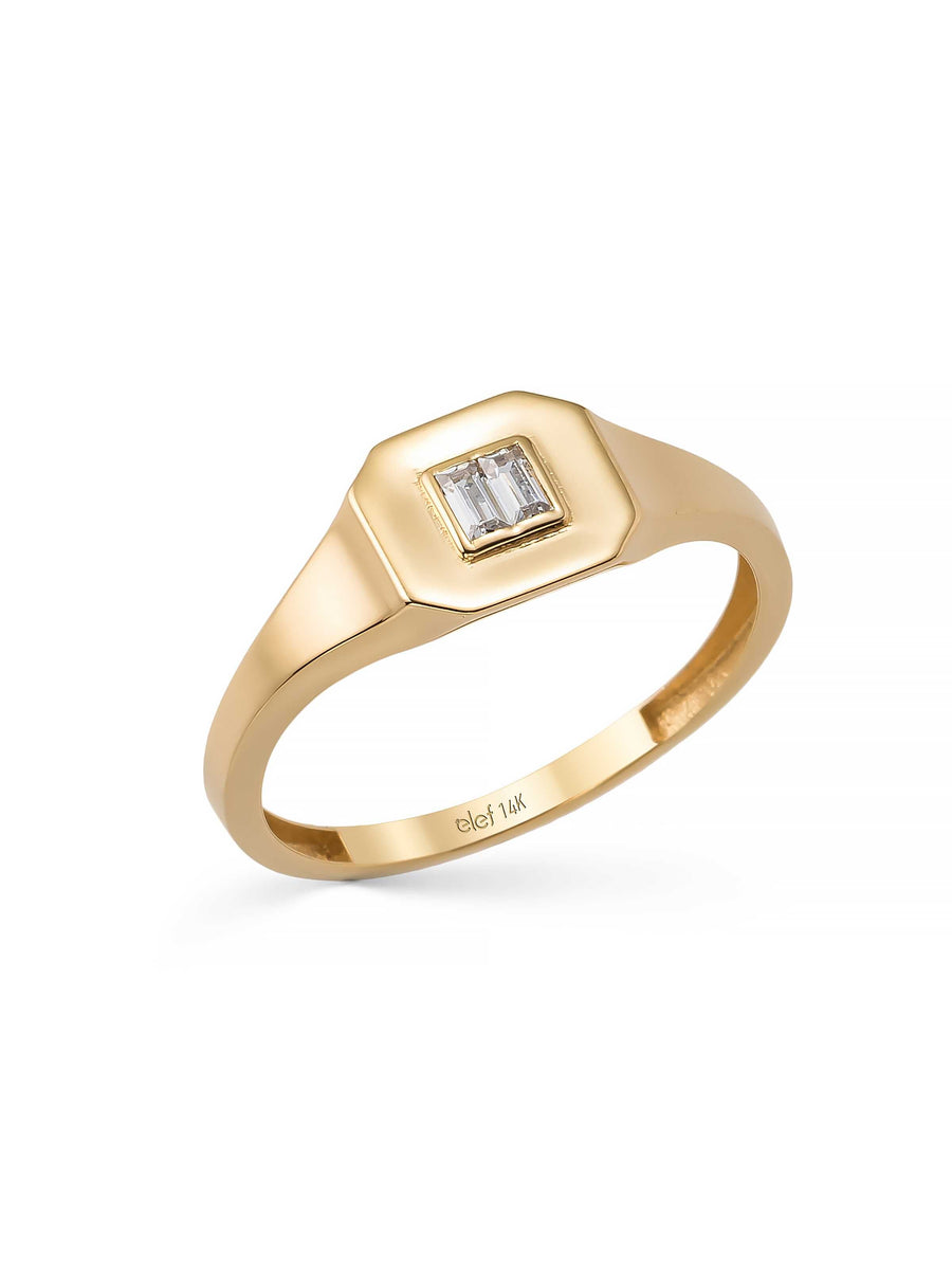 Baguette Stone Geometric Ring in 14K Gold