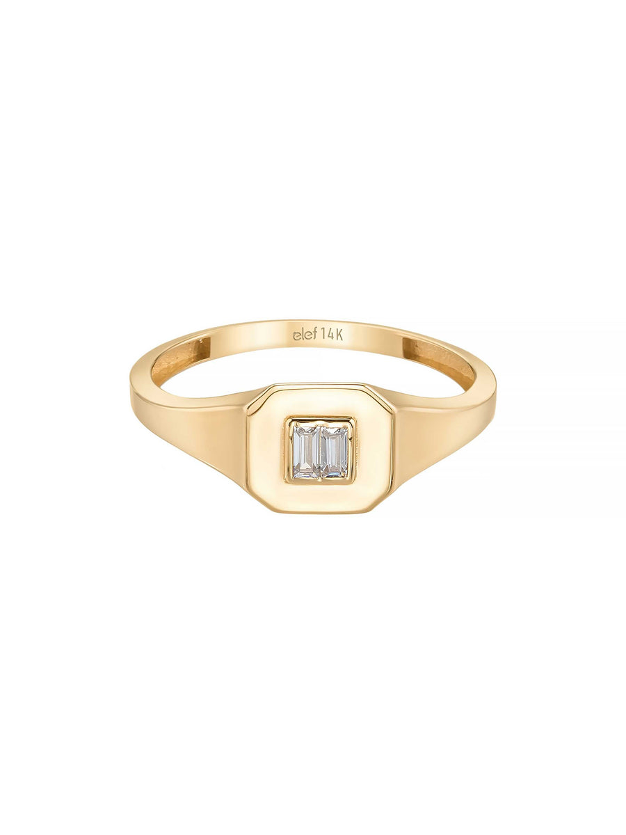 Baguette Stone Geometric Ring in 14K Gold