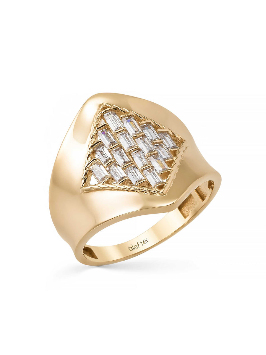 Baguette Stone Geometric Ring in 14K Gold