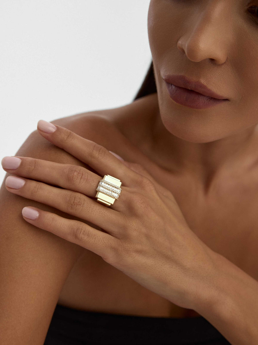 Baguette Stone Ring in 14K Gold