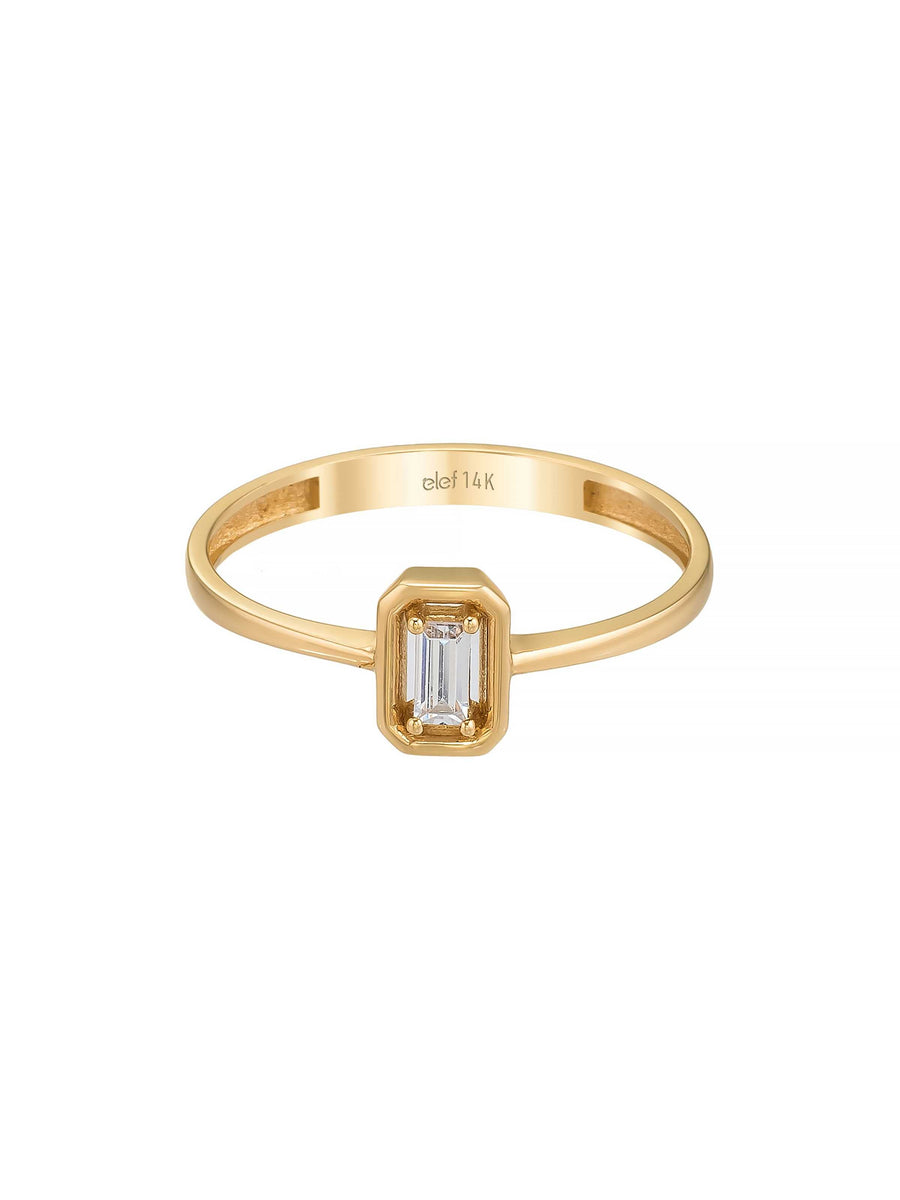 Baguette Stone Modern Minimal Ring in 14K Gold