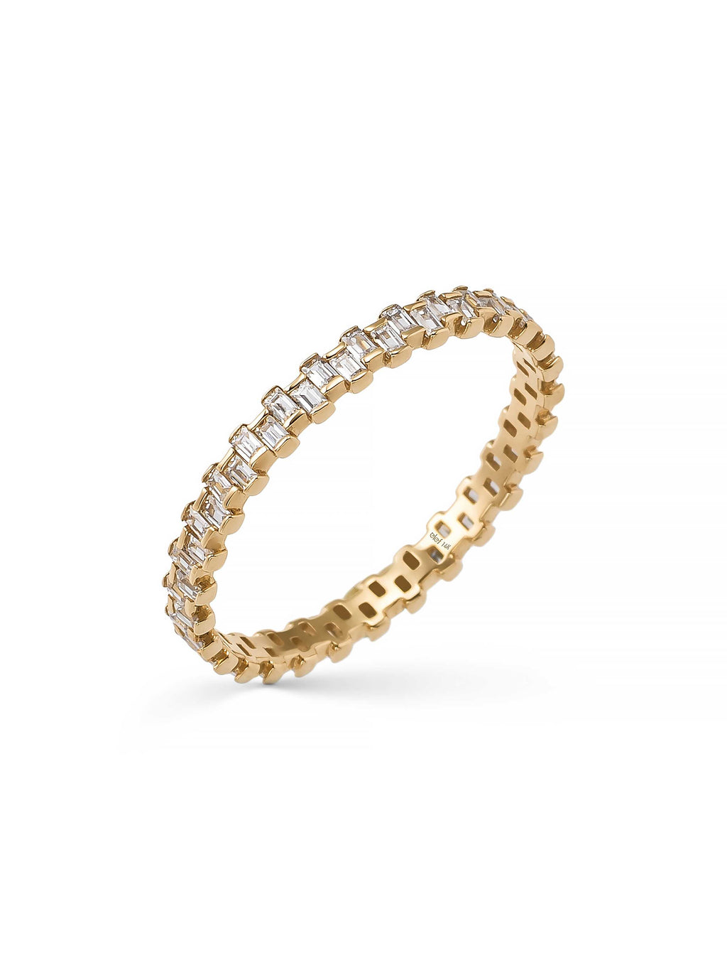 Baguette Stone Modern Eternity Ring in 14K Gold by Elef Jewelry
