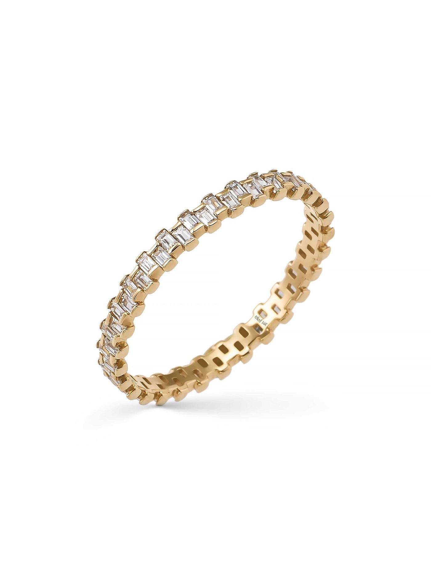 Baguette Stone Modern Eternity Ring in 14K Gold by Elef Jewelry