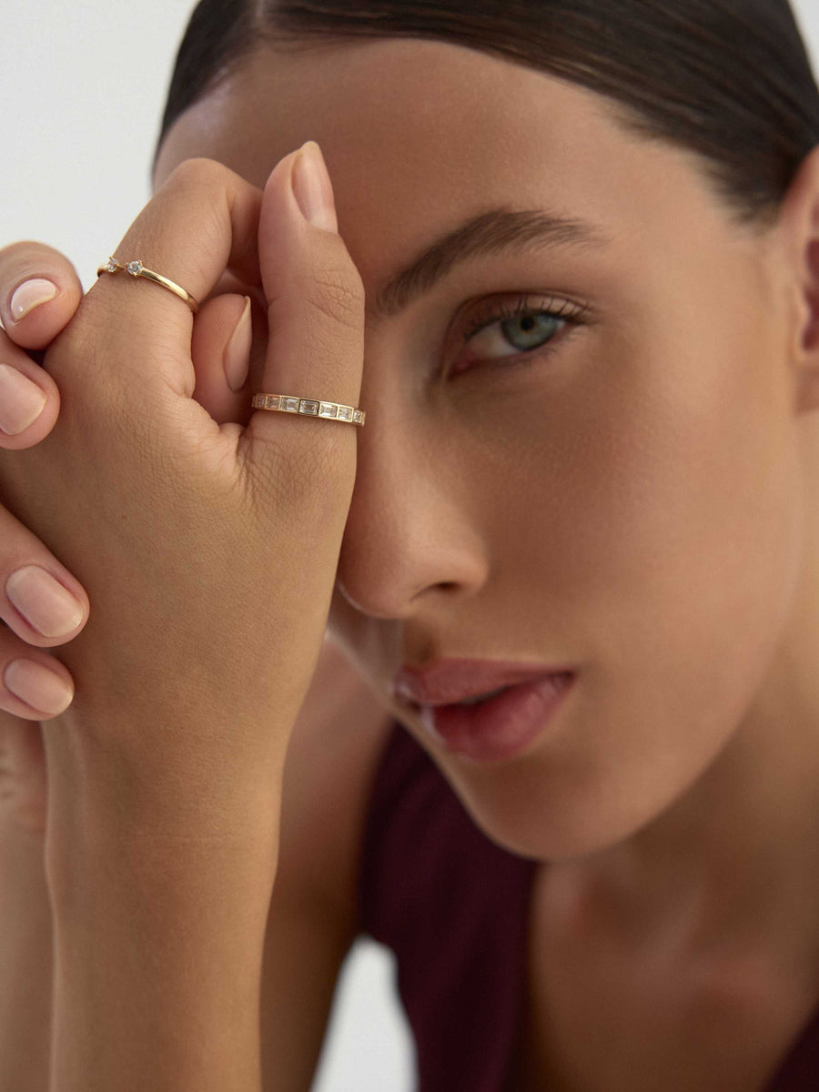 Baguette Stone Modern Eternity Ring in 14K Gold