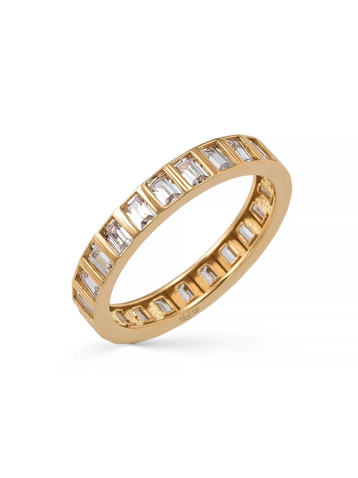 Baguette Stone Eternity Ring in 14K Gold by Elef Jewelry