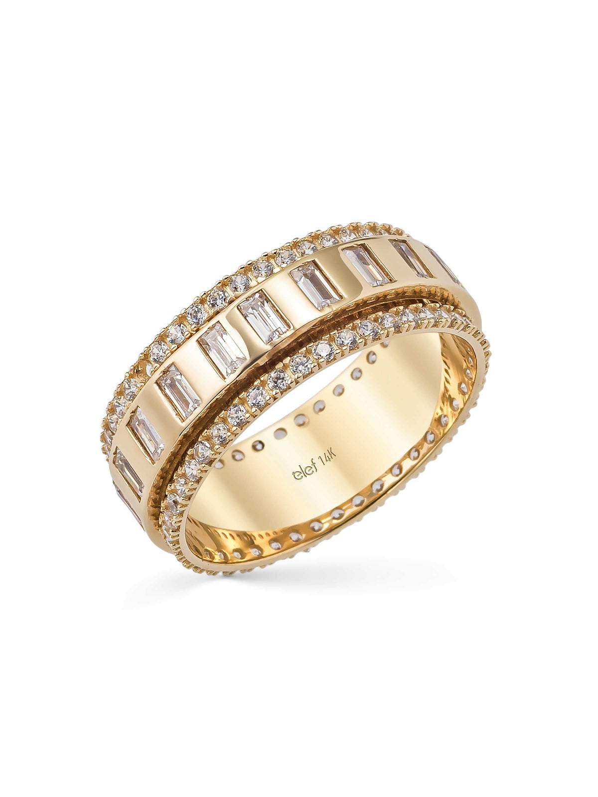 Baguette & Stone-Set Ring in 14K Gold by Elef Jewelry