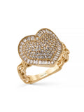 Baguette & Round-Cut Stone Heart-Shaped Ring in 14K Gold by Elef Jewelry