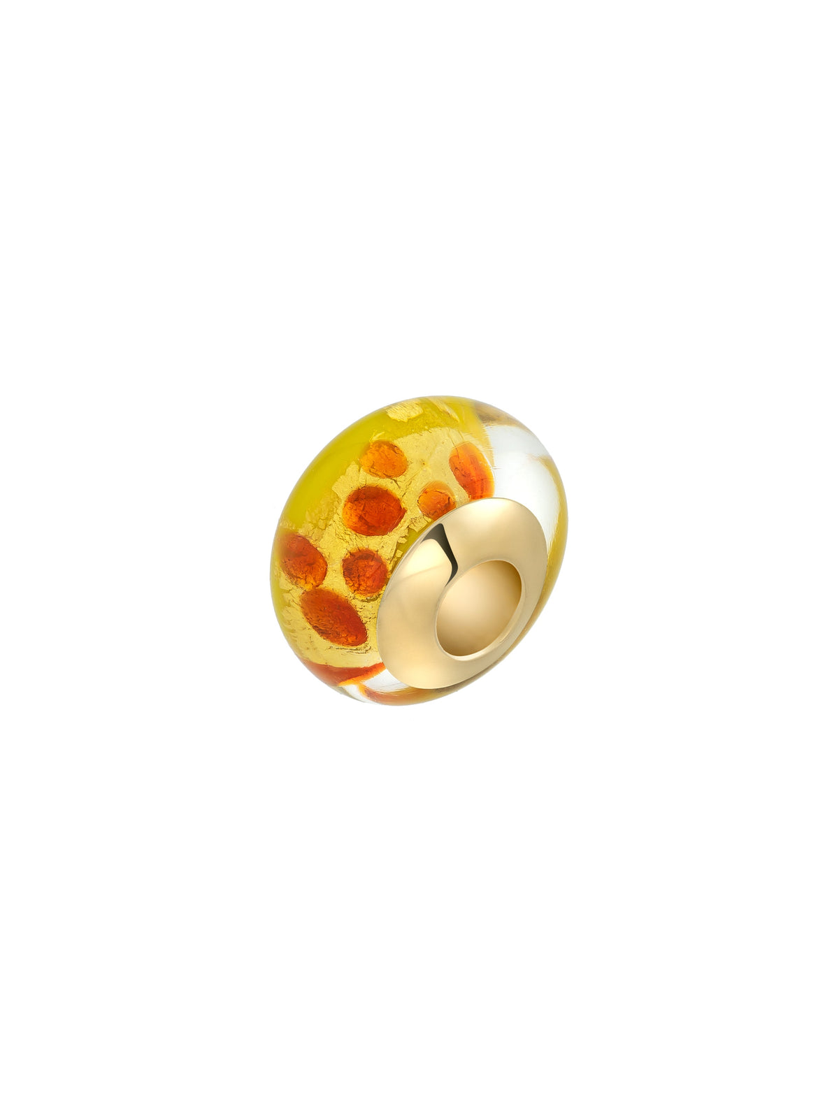 Honey Yellow Dot Murano Glass Charm in 14K Gold by Elef Jewelry