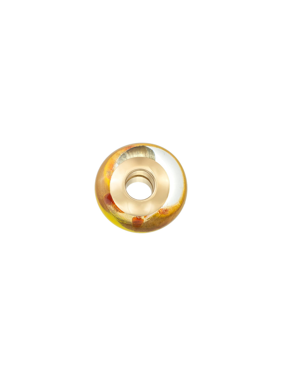 Honey Yellow Dot Murano Glass Charm in 14K Gold