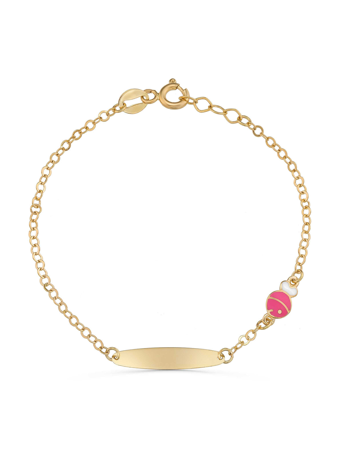 14K Gold Fish Enamel Kids Id Bracelet by Elef Jewelry