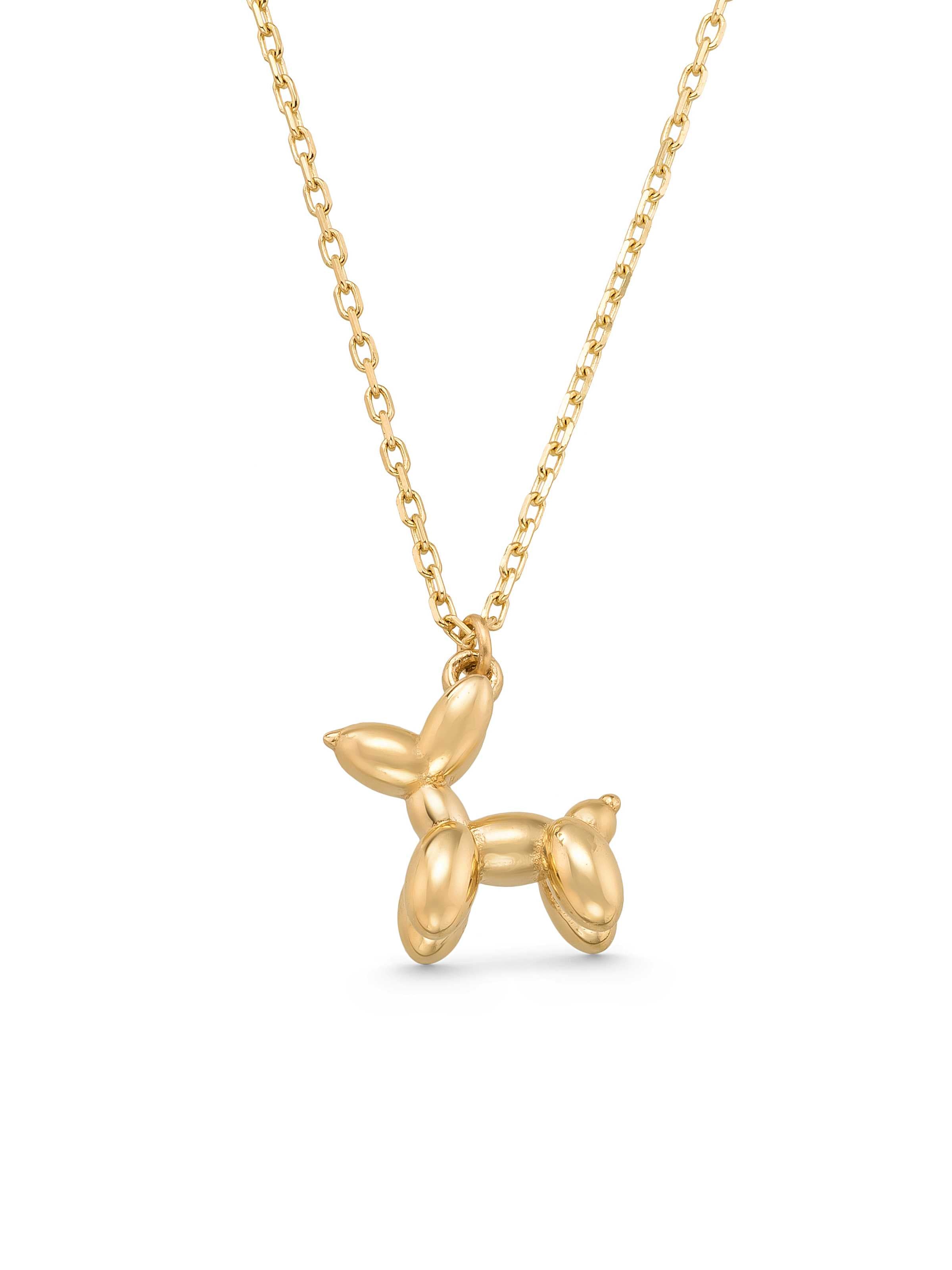 Balloon Dog Necklace in 14K Gold by Elef Jewelry