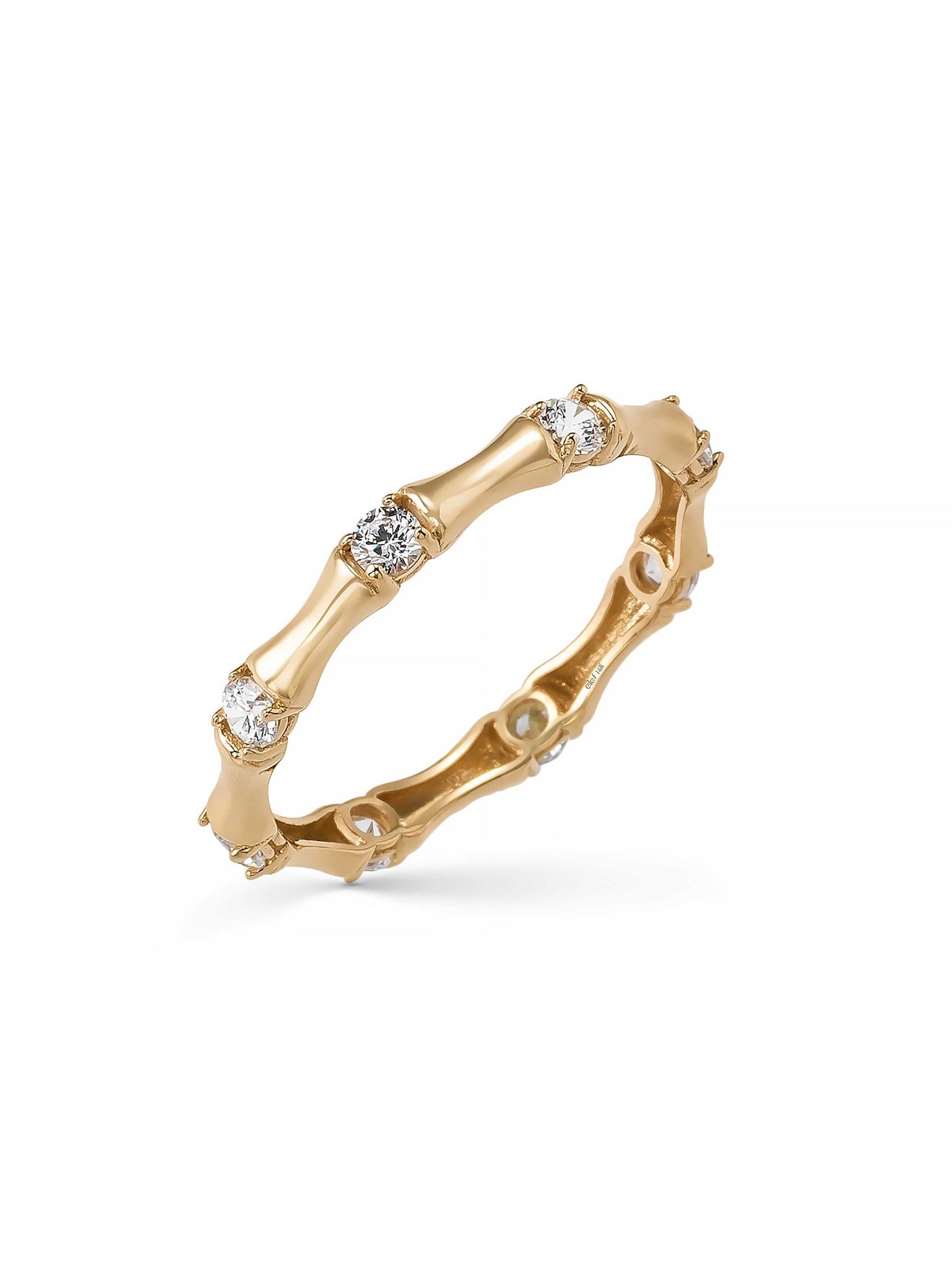 Bambu Textured Stone-Set Ring in 14K Gold by Elef Jewelry