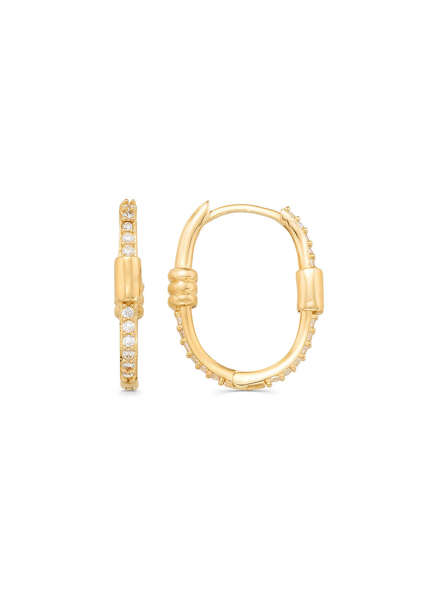 Bambu Form Stone Earrings in 14K Gold