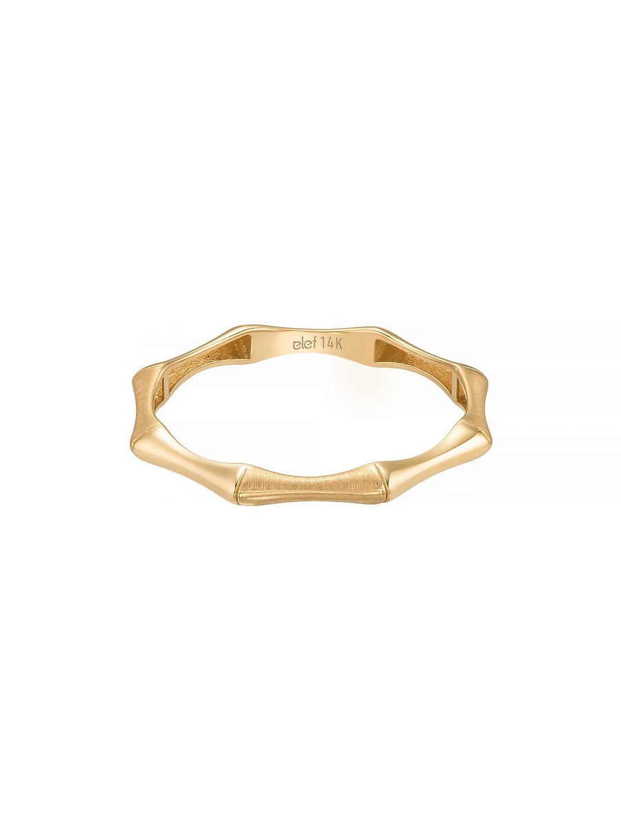 Bambu Form Minimal Ring in 14K Gold