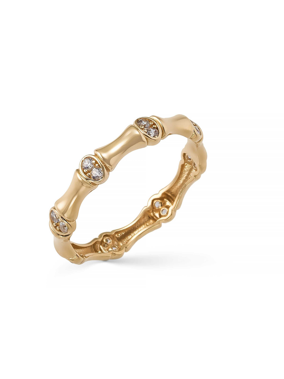 Bambusu Form Diamond-Inspired Ring in 14K Gold by Elef Jewelry