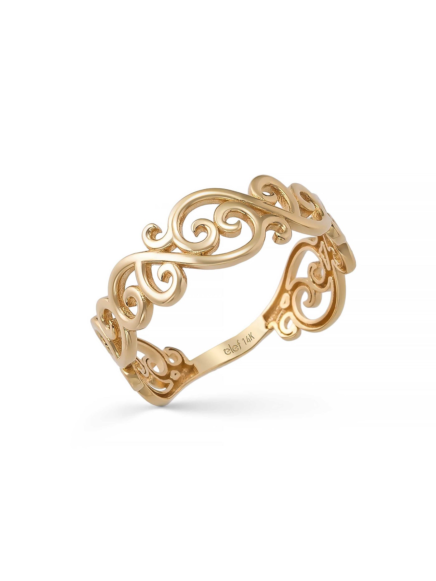 Barok Patterned Ring in 14K Gold by Elef Jewelry
