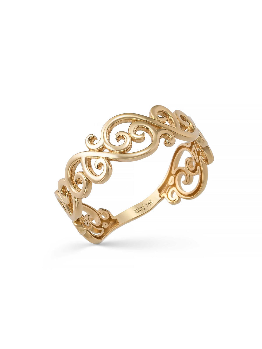 Barok Patterned Ring in 14K Gold