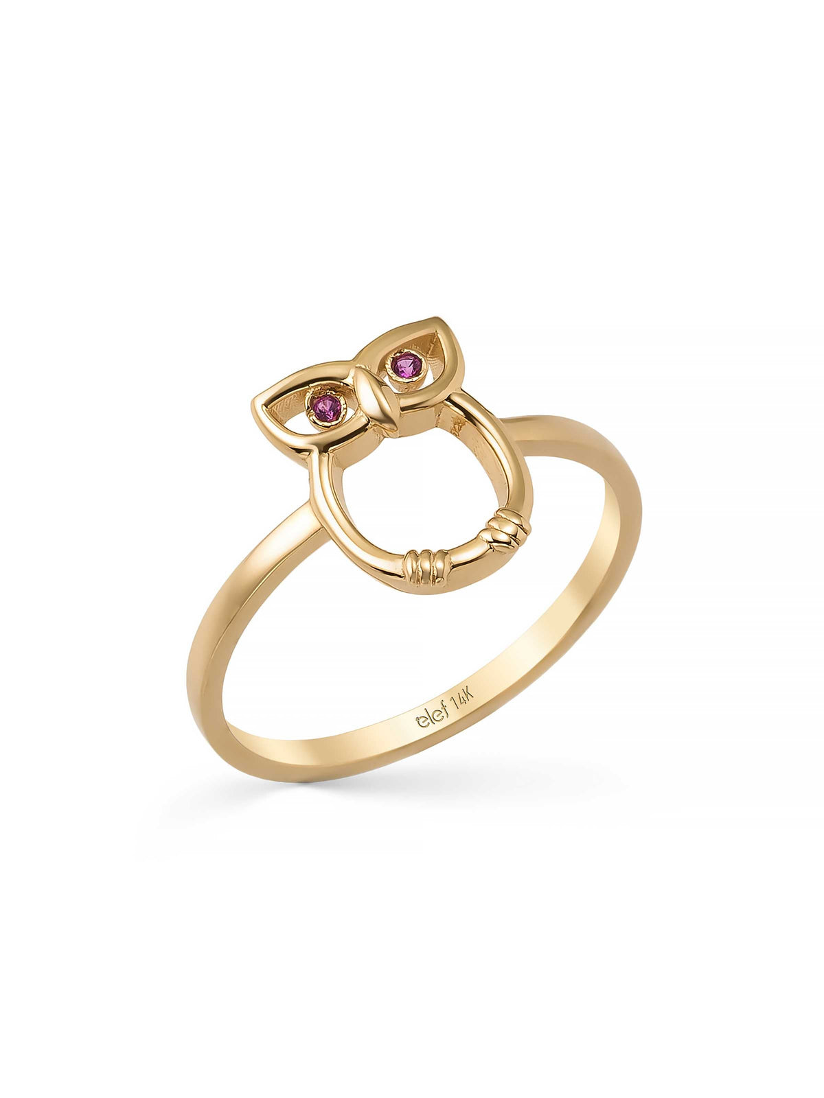Owl Minimal Ring in 14K Gold by Elef Jewelry