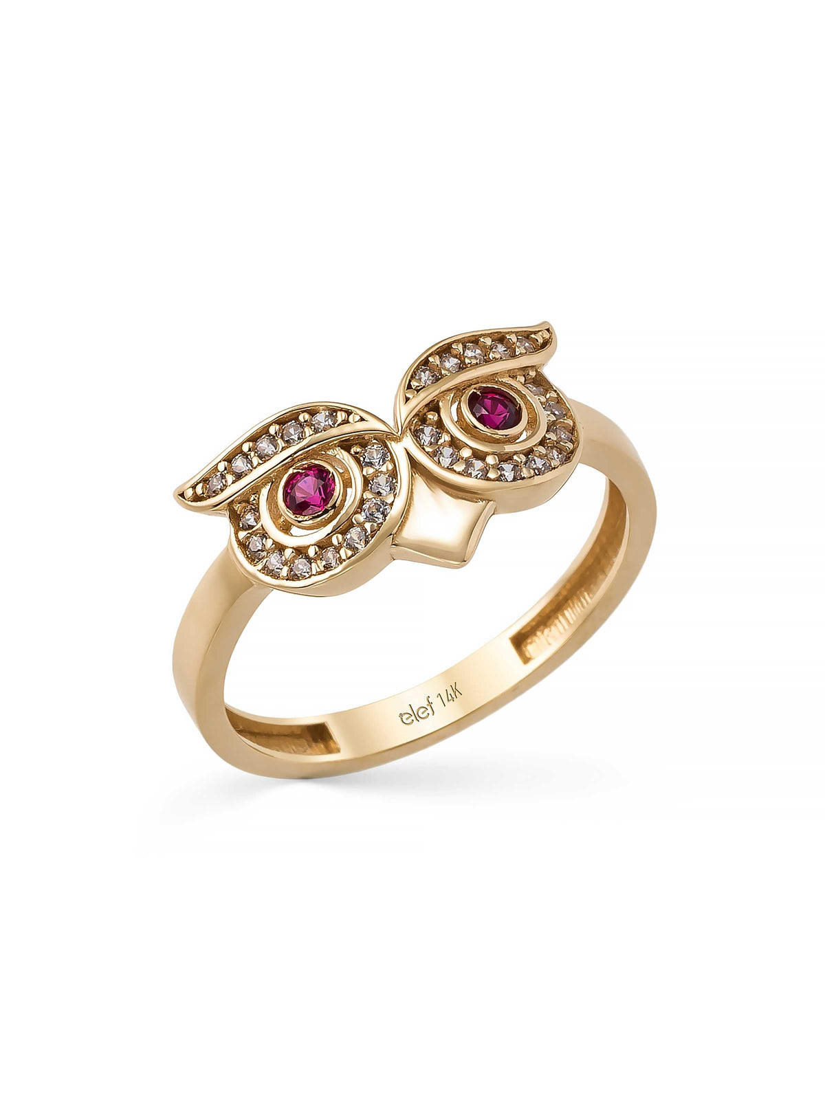 Owl Vintage Ring in 14K Gold by Elef Jewelry