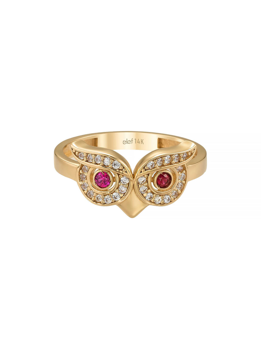 Owl Vintage Ring in 14K Gold