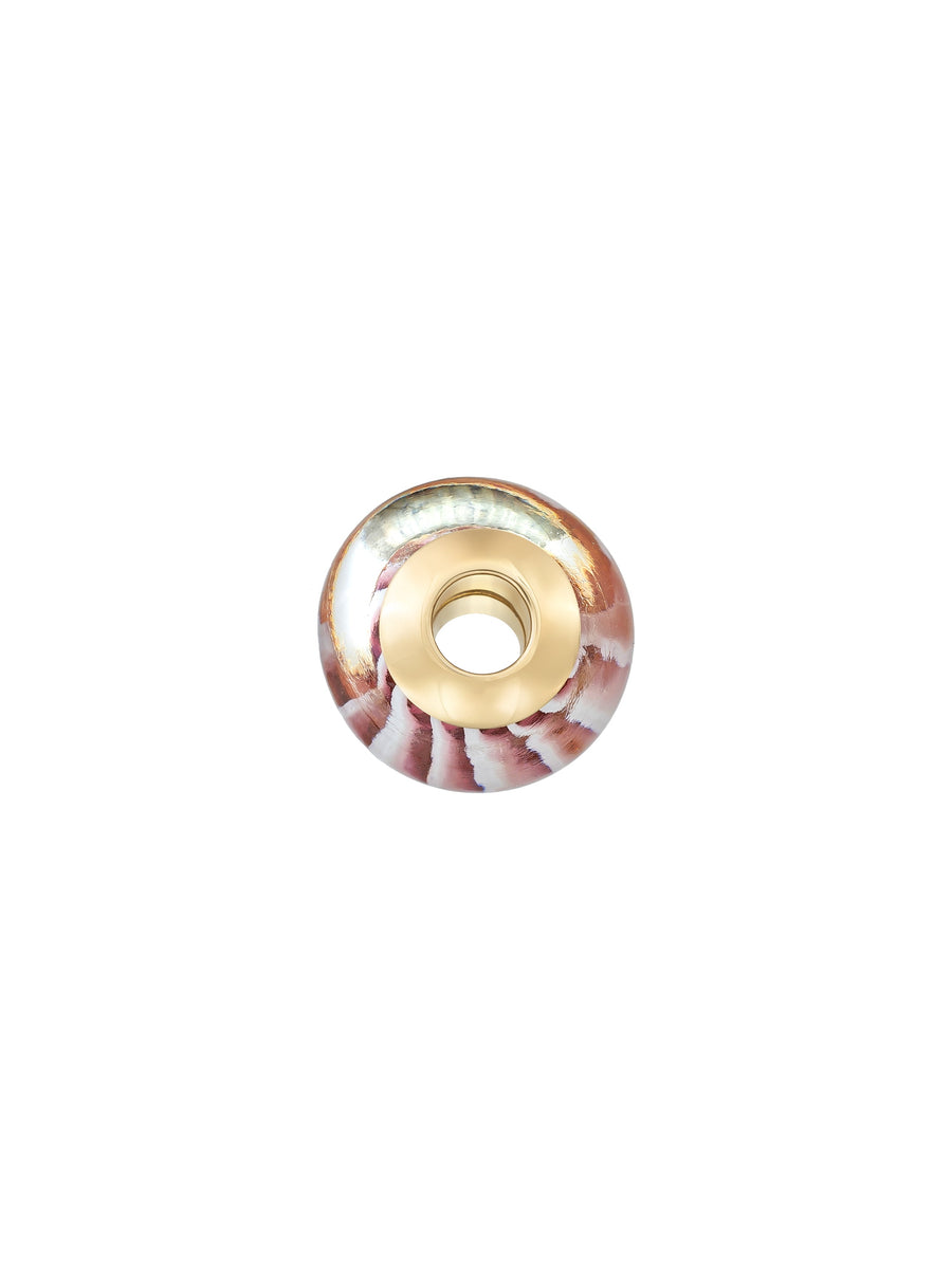 White Veined Pink Murano Glass Charm in 14K Gold