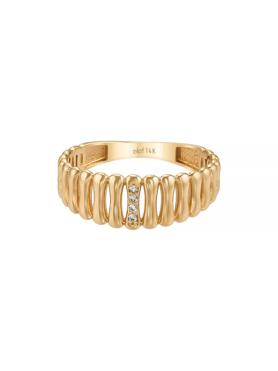 Domed Form Stone-Set Ring in 14K Gold