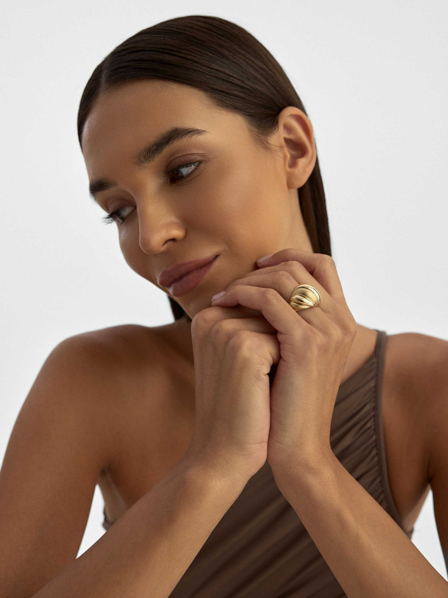 Domed Twisted Vintage Ring in 14K Gold