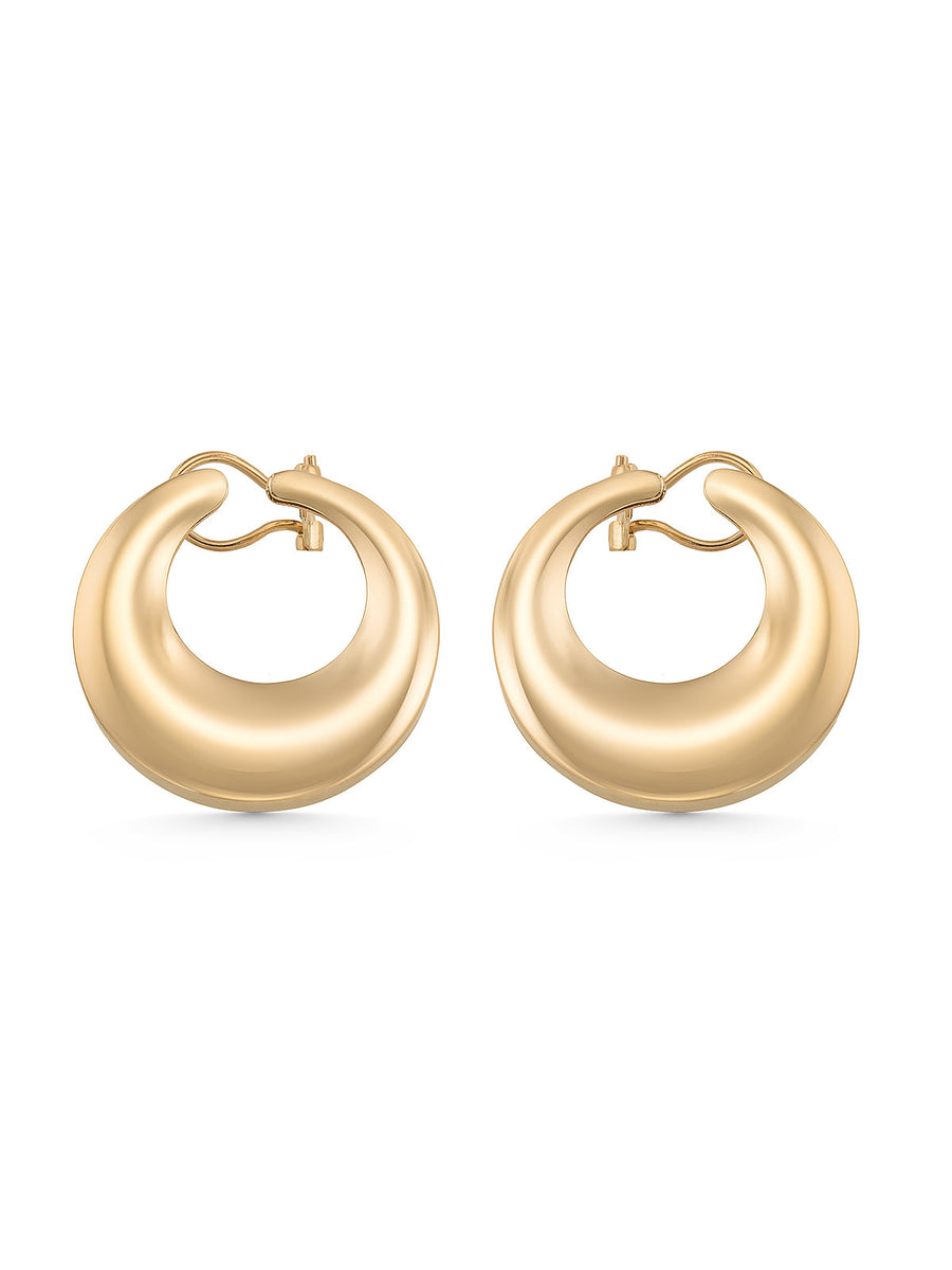 Domed Form Hoop Earrings in 14K Gold