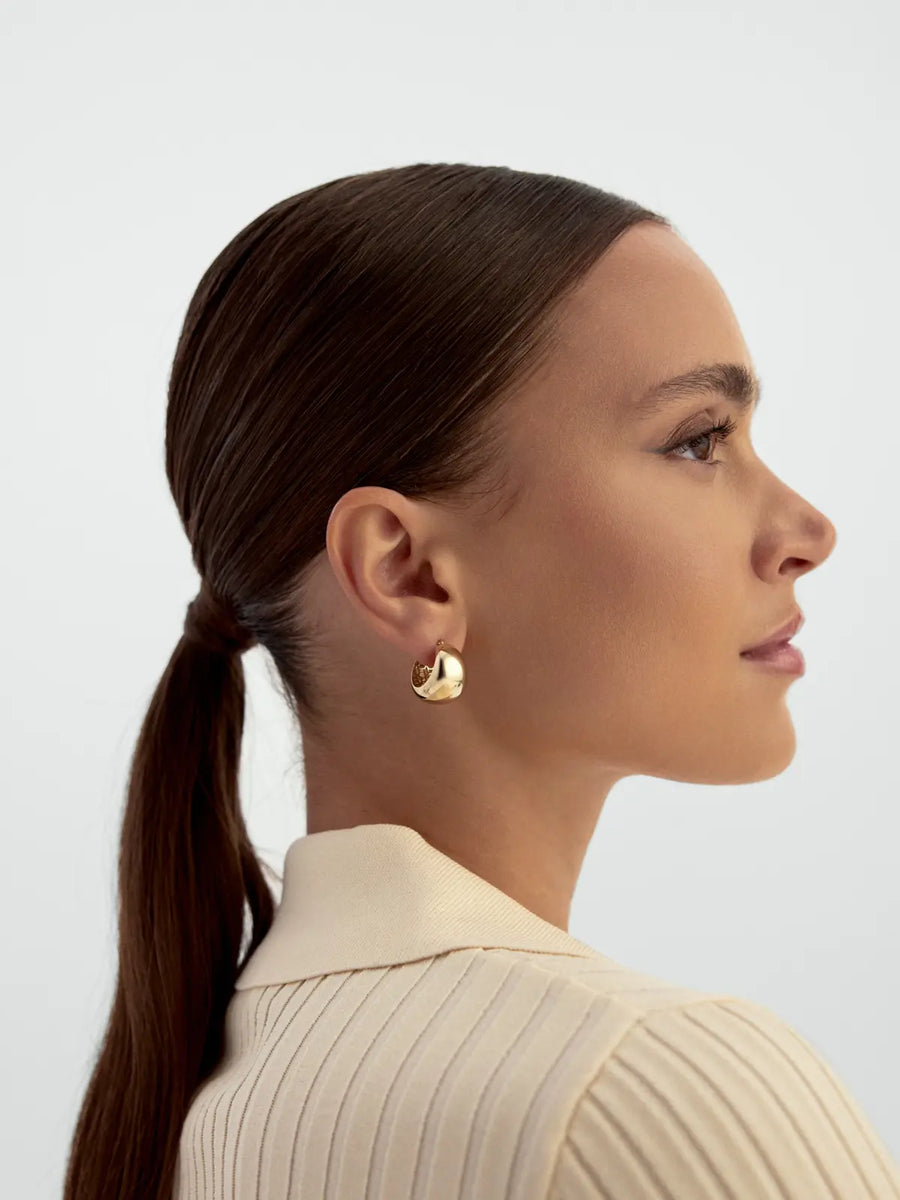 Domed Form Earrings in 14K Gold