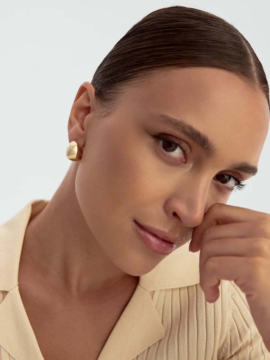 Domed Form Earrings in 14K Gold