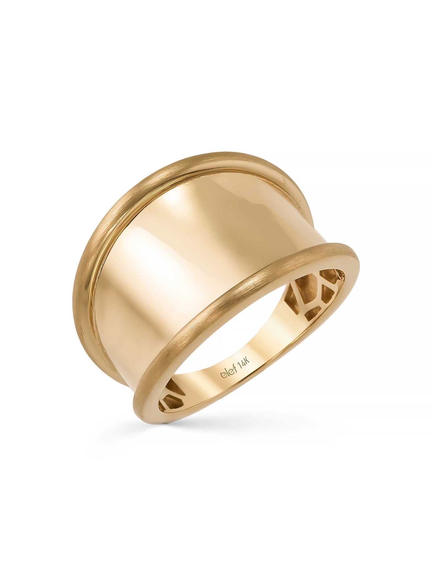 Domed Form Capsule Ring in 14K Gold by Elef Jewelry