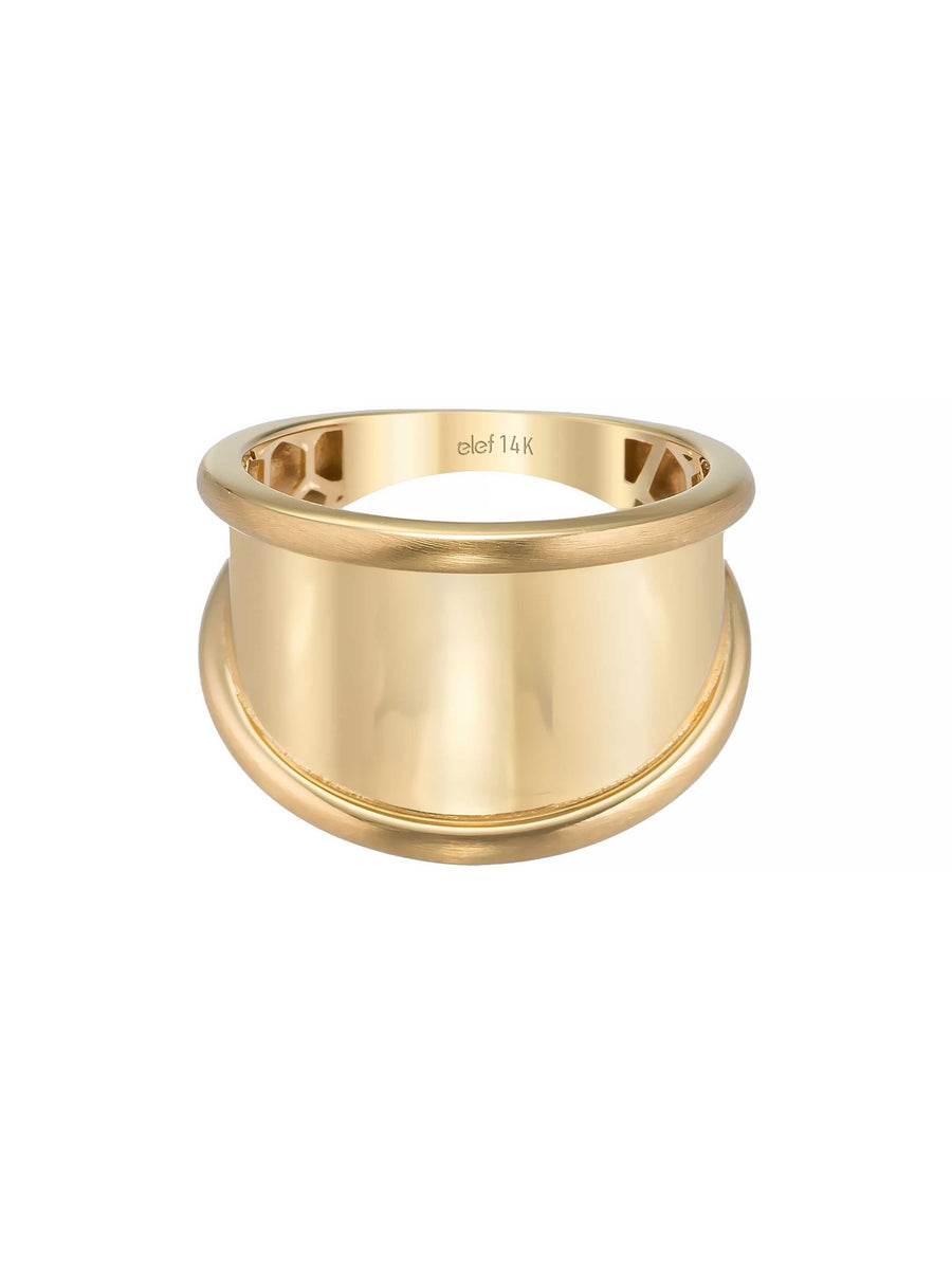 Domed Form Capsule Ring in 14K Gold