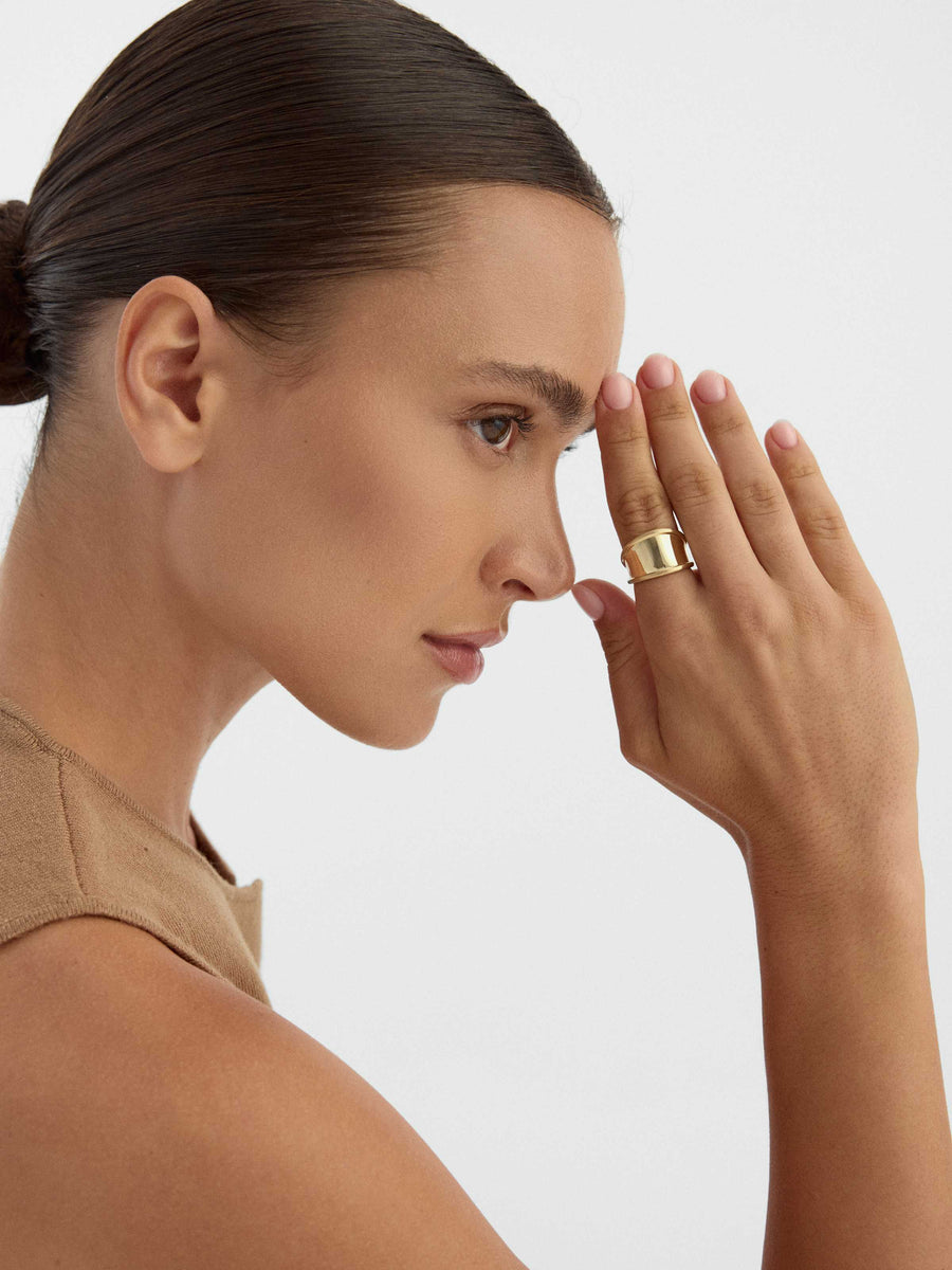 Domed Form Capsule Ring in 14K Gold