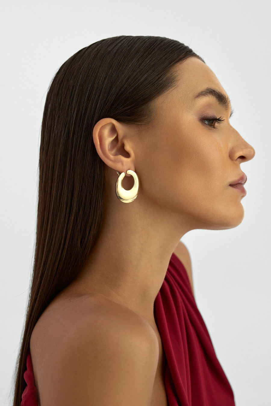 Domed Hoop Earrings in 14K Gold