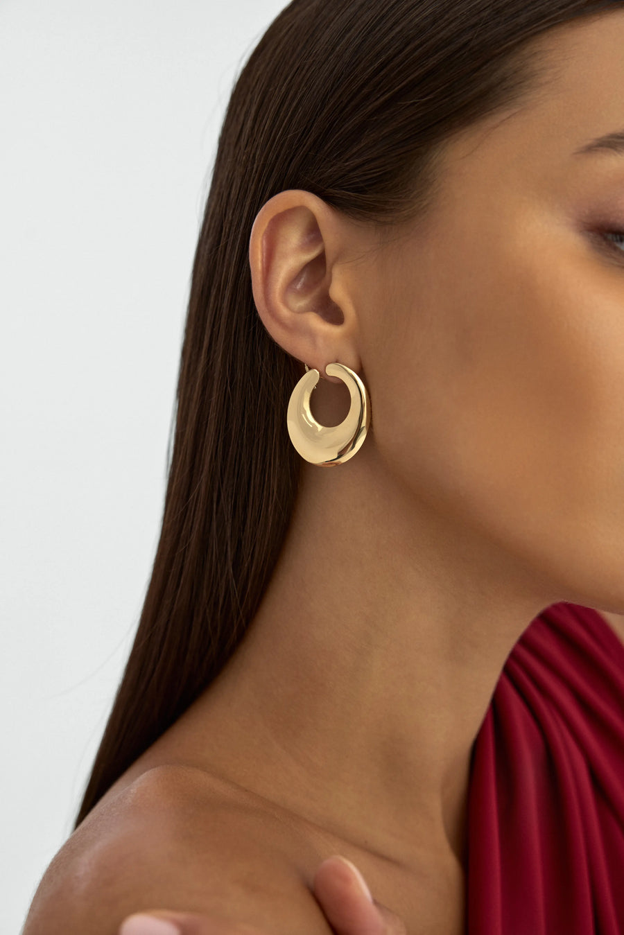 Domed Hoop Earrings in 14K Gold