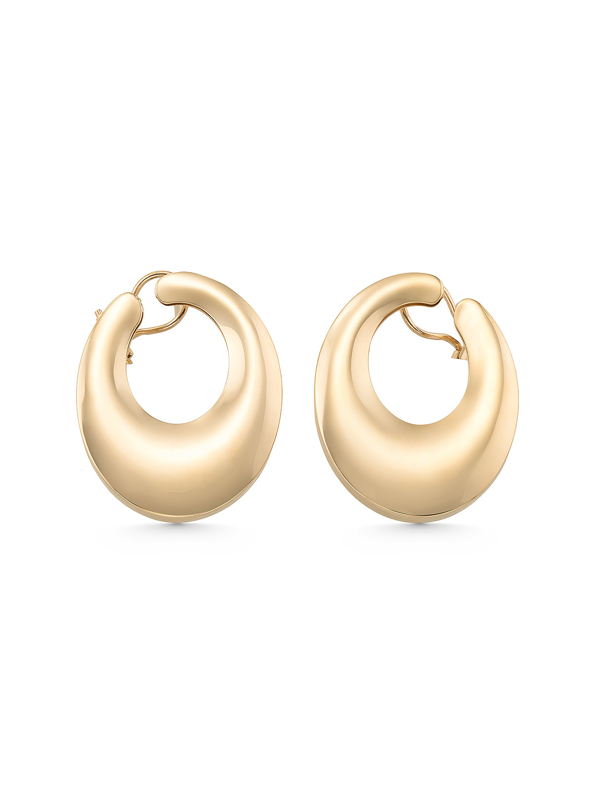 Domed Hoop Earrings in 14K Gold by Elef Jewelry